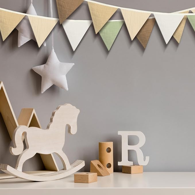 Oudain 2 Pcs Pennant Banner Flags Nursery Garland Triangle Bunting Flags - Image 4