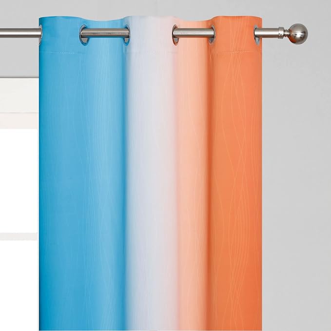 Ombre Orange and Blue Blackout Curtains 45 Inch Length 2 panels, Full Room - Image 4