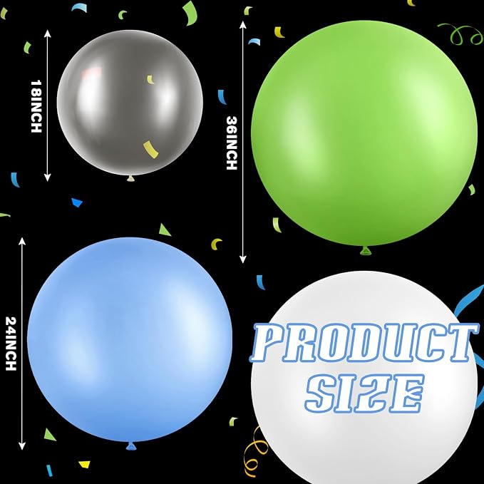Gejoy 24 Pcs Pool Giant Balloons 36/24/18 Inch Jumbo Large Big Latex Balloons - Image 3