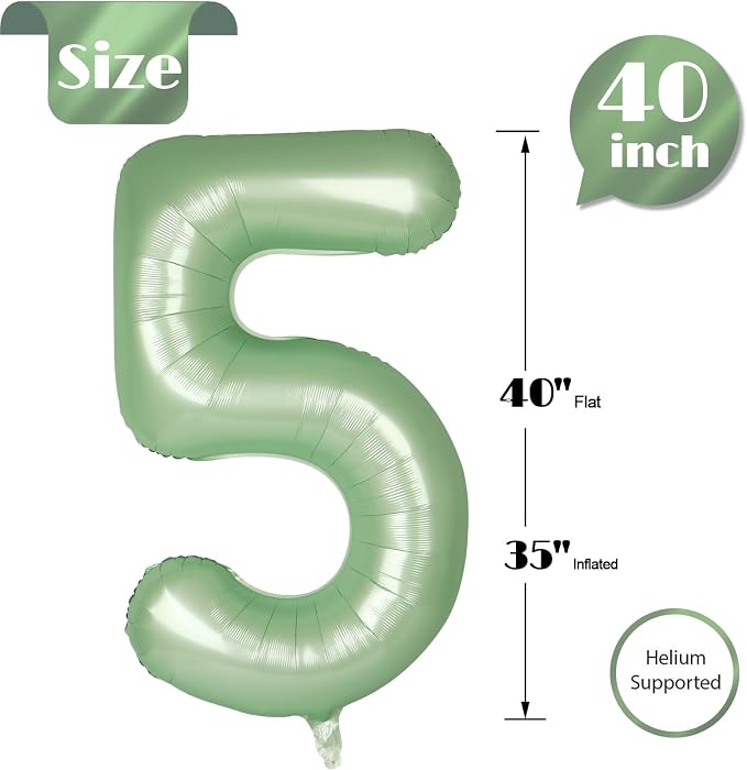 Oliver Green Number 5 Balloon 40 Inch - Image 5