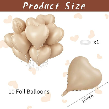 Retro Apricot Heart Balloons, 18inch Sand White Love Foil Balloons - Image 2