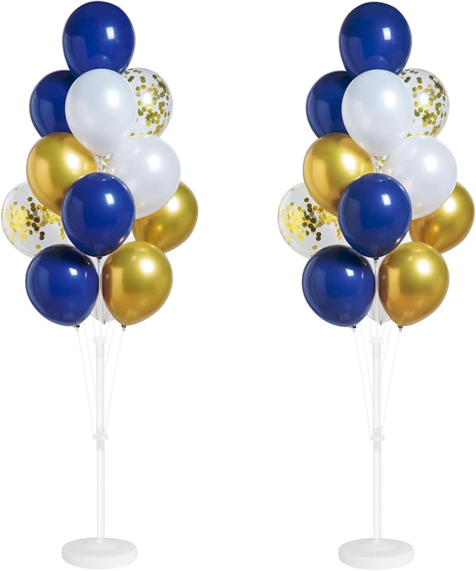 2Set Blue Gold Balloon Column Stand Kit by IMISNO