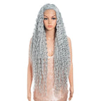 Style Icon 36”Super Long Curly Wig C-Shaped Side Part Lace Wig Afro Baby Hair Synthetic Blue Wig （36 Inches, GBLUE12 ）