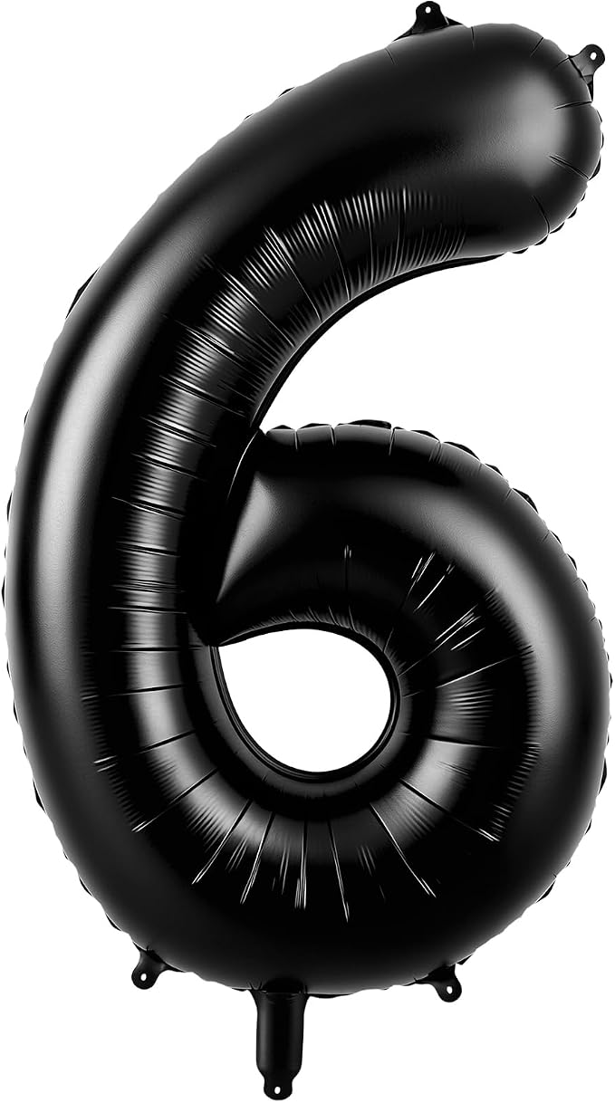 Black Number 6 Balloons 40 Inch Large Foil Balloons, Giant Number Balloon by TOTAFAM