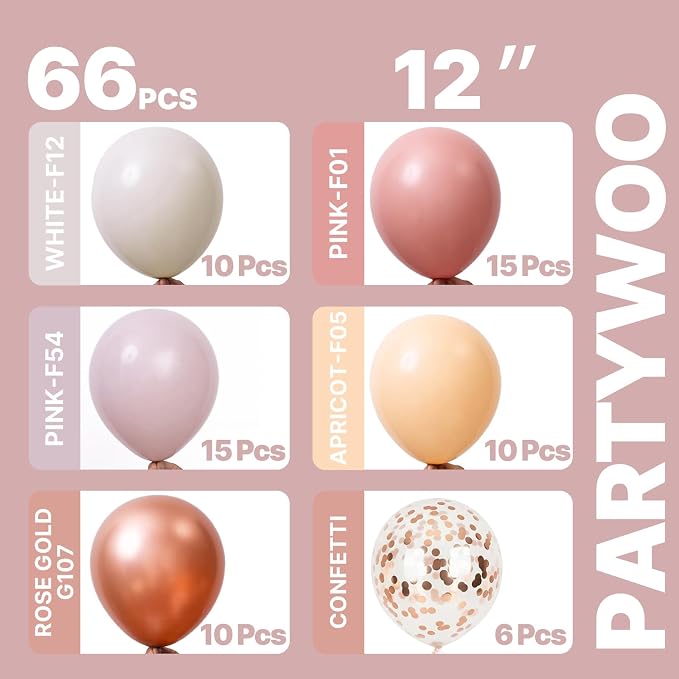 PartyWoo Dusty Pink Balloons 66pcs Pack Pink Latex Helium Balloons | Nude - Image 2