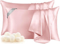 THXSILK Set of 2 Mulberry Silk Zipper Pillow Cases - Highest Grade 6A+ Pure Mulberry Real Silk Pillowcase, 19 Momme Both Sides for Hair and Skin (Light Pink, Queen Size 20"x30")