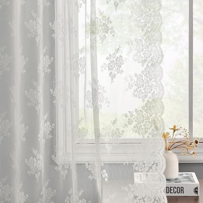 Kotile Ivory Floral Lace Curtains by Kotile+Curtains
