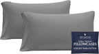 Beckham Hotel Collection Cooling Pillowcases for Hot Sleepers, Standard/Queen Size Set of 2, Cool Bedding, Envelope Closure, Silky Soft, Breathable, Moisture-Wicking, Dark Gray