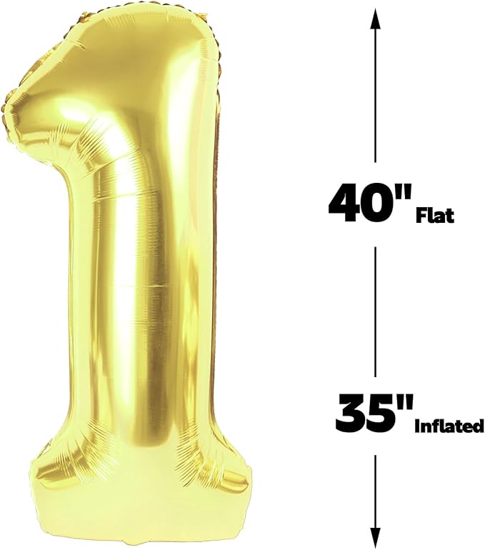 Light Gold Number 1 Balloon 40 inch, Balloon numbers party supplies, deco photo - Image 3
