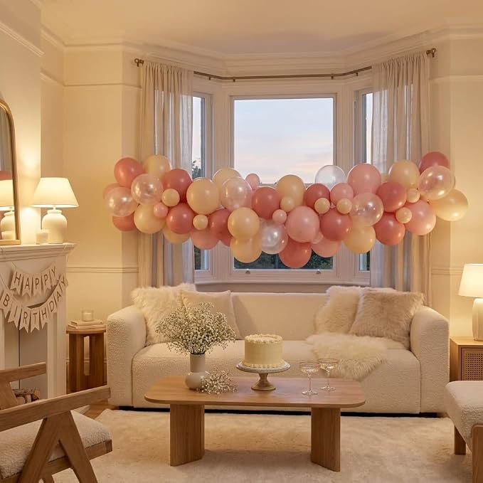 FunHot Dusty Pink Balloons, Blush Balloons, 12 Inch Apricot Transparent Latex - Image 6