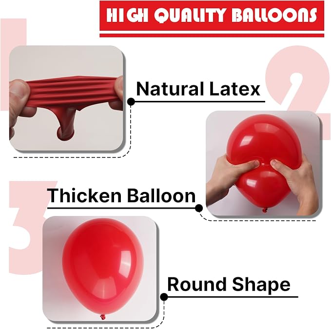 PartyWoo Red Balloons 50pcs Red Helium Latex Balloons 12 Inch | Birthday - Image 8