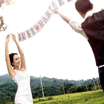 JUST Married Wedding Banner Set, Wedding Decorations - Image 6