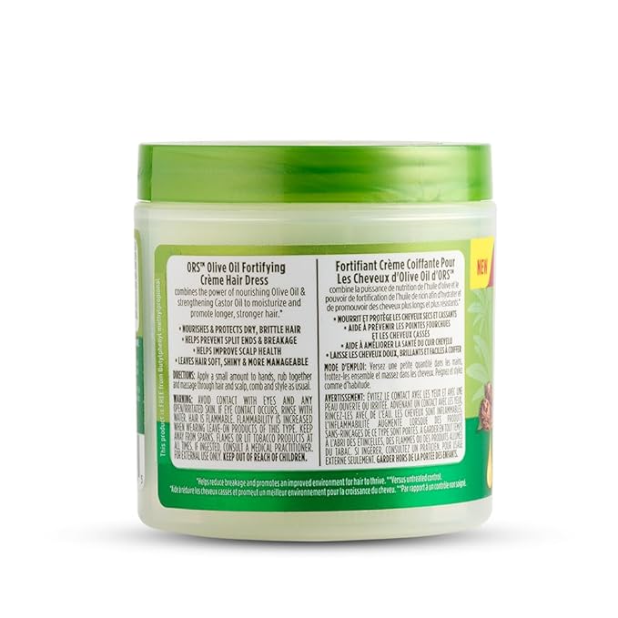 ORS Olive Oil Fortifying Cream Hair Dress Infused with Castor Oil for Strengthening 6 Ounce (Pack of 2)