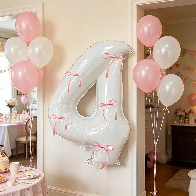 32 Inch White Number Foil Balloon - Image 3