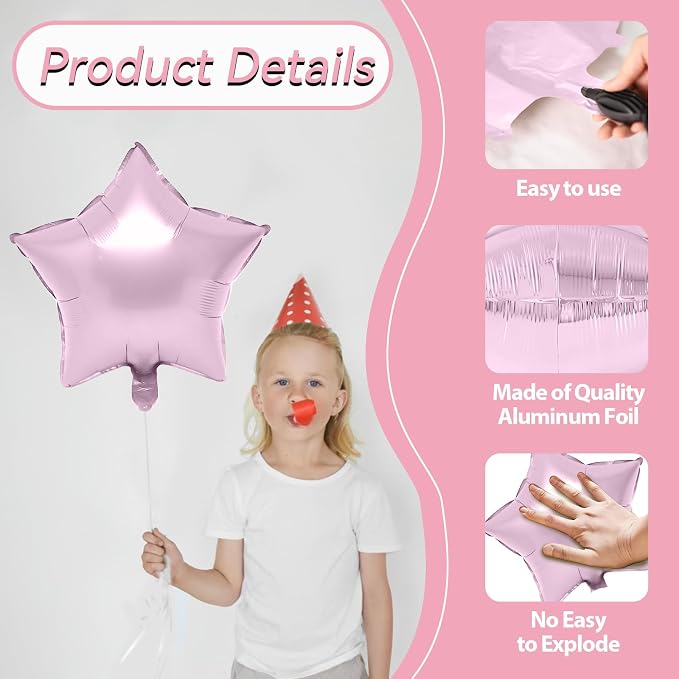 Biapian Pastel Star Foil Balloons, 18 Inch Multicolor Stars Balloons - Image 3
