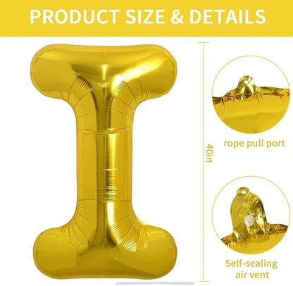 TONIFUL 40 Inch Large Gold Letter I Foil Balloons Alphabet Balloons | Giant - Image 2