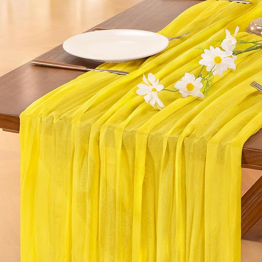 Cheesecloth Table Runner Summer Boho Wedding Birthday Party Home Decor | Yellow by Socomi