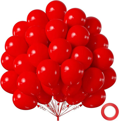 50pcs Red Balloons 12 Inch, Premium Vibrant Red Latex Balloons by Q%26High+Life