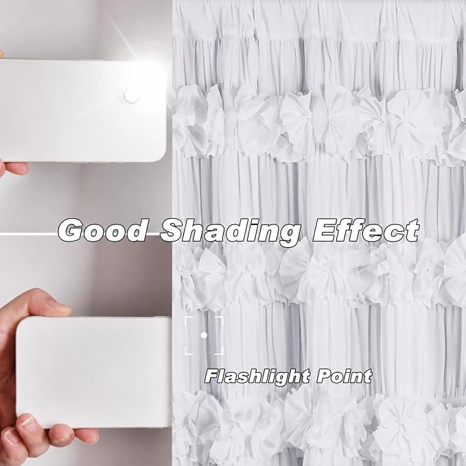 White Thermal Insulated Blackout Drapes 52"W x 96"L | Handmade Ruffles & - Image 4