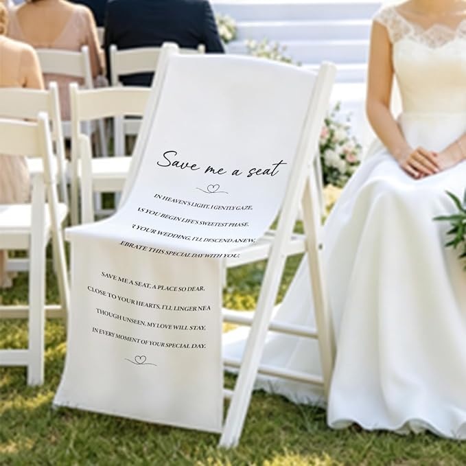 Reserved Seating Signs Wedding Heaven Chair Sign, In Loving Memory Linen - Image 6