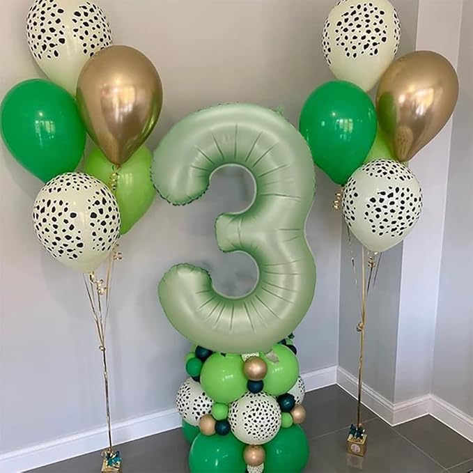 Number 3 Balloon, 40-Inch Sage Green Number Balloon | 40-inch foil balloon - Image 3