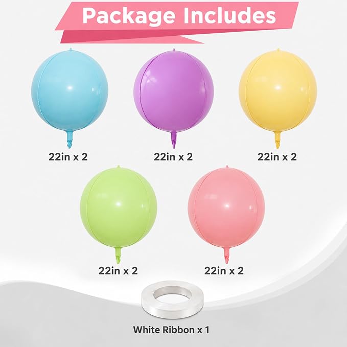 10 Pcs Pastel Round Foil Balloons Multicolor Colorful 4D Ball Balloon Pastel - Image 2