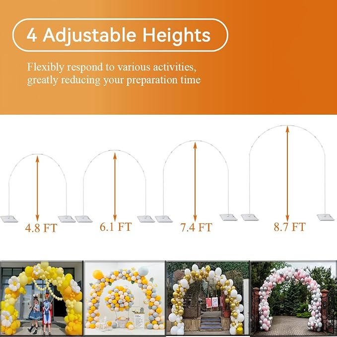 Balloon Arch Stand Kit, 2IN1 Metal Balloon Column Arch - Image 3