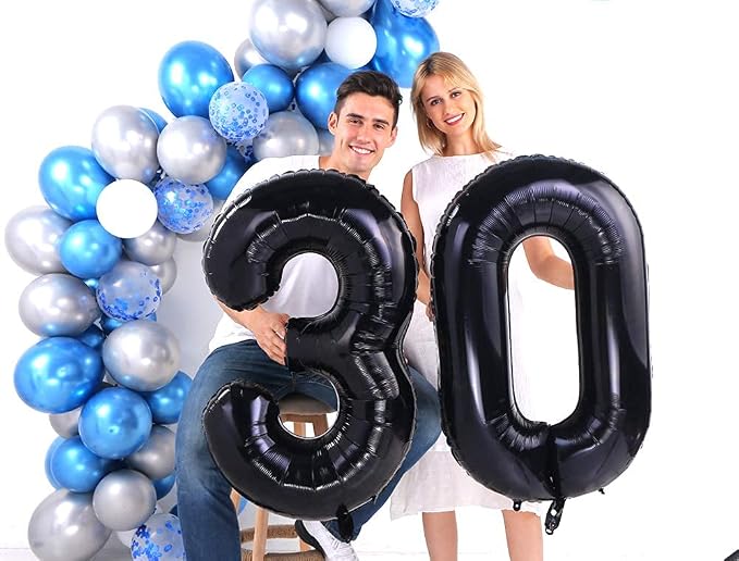 Black 30 Number Balloons Giant Jumbo Number 30 Foil Mylar Balloons - Image 4