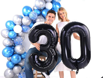 Black 30 Number Balloons Giant Jumbo Number 30 Foil Mylar Balloons - Image 4