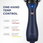 One Step Hair Dryer & Volumizing Brush, Aima Beauty Hair Styling Tool - Ceramic Straightener, Curler, Hot Air Styler & Ionic Salon Brush, Prussian Blue