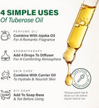 KUKKA Tuberose Essential Oils - 1 Fl Oz - for Hair, Skin, Diffuser, Aromatherapy & DIY Soap Making Scent
