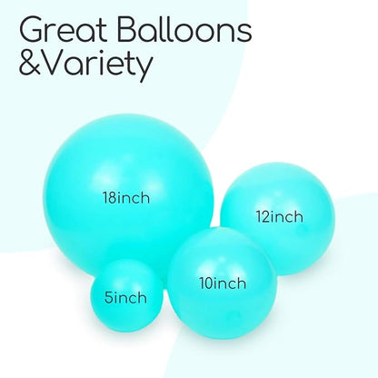 Awenztech 122pcs Teal Turquoise Latex Balloons in 18 12 10 5 inches | Wedding - Image 4