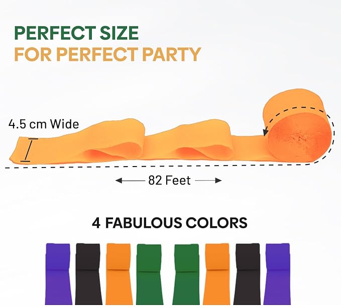 8 Halloween Streamers, 656ft Pack of Crepe Paper Party Decorations | Each roll - Image 3