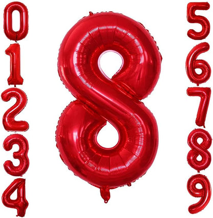 Red Foil Balloons Number 8, Huge Number Balloons by GOER