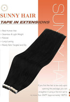 Sunny Hair Tape in Hair Extensions Human Hair 18inch Hair Extensions Real Human Hair Tape in Extensions for Women Jet Black Invisible Remy Hair Natural Straight Skin Weft Double Sided Tapes 20Pcs 50g