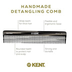 Kent 92T Black Graphite Wide Tooth Women’s Detangler Comb for Curly, Wavy, and Thick Hair – Ideal for Use on Wet Hair – Gentle, Shower Comb for – Anti-Static, Smooth - Styling Tool by Kent