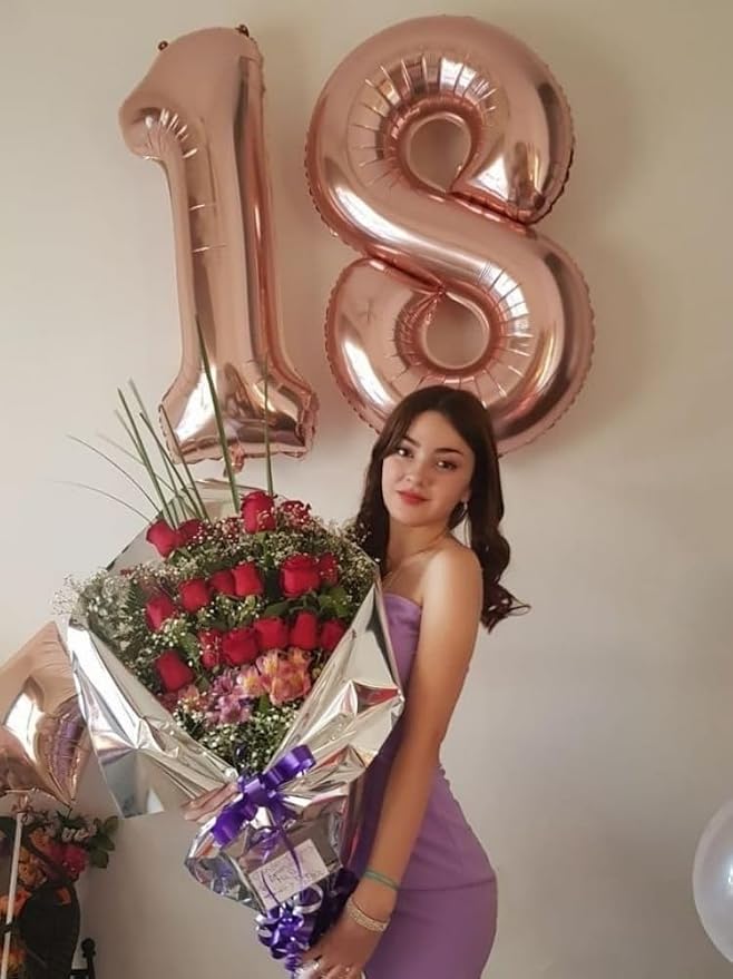 Number Balloon Rose Gold Number 18 - Image 2