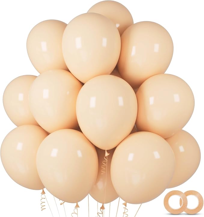 100pcs Nude Balloons Beige Apricot Balloon 12 Inch | Boho Neutral Latex Round by ASIYUHY