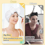 Shintop Skincare Headband, Soft Spa Headband Makeup Headwear with Cute Bow Elastic Hairband for Washing Face Facial Mask Showers（White）