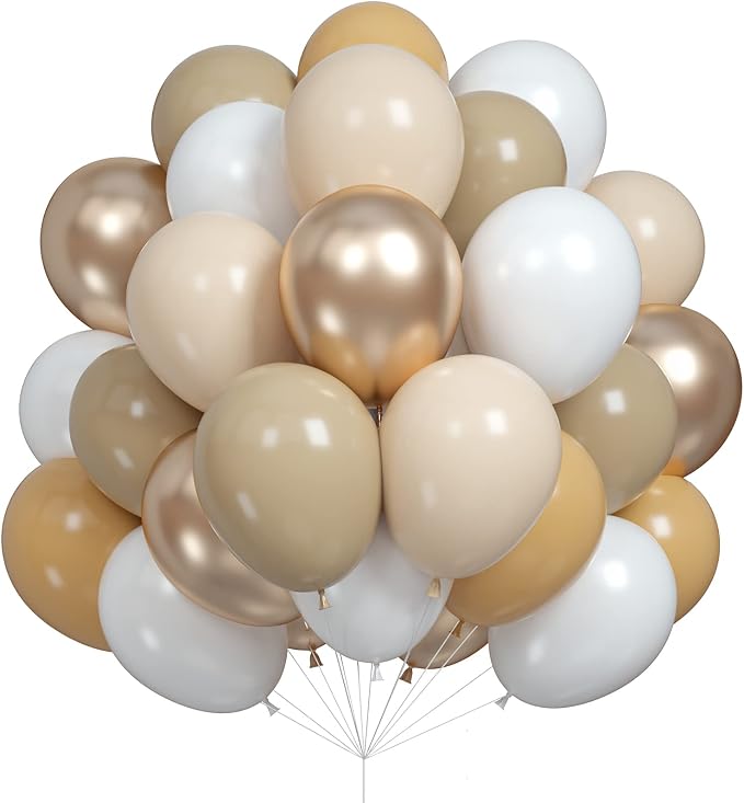 Apricot Balloons Set, 12Inch Apricot Nude Latex Balloon Metallic Champagne Gold by BIAPIAN