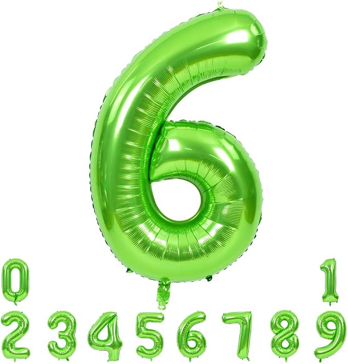 TONIFUL 40 Inch Green Number 6 Balloons Large Foil 6th Birthday Decorations | by TONIFUL