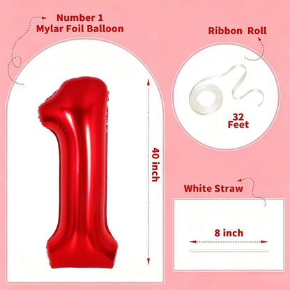 Number Balloons Red Party Balloon - Image 2