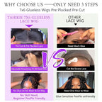 7x6 Burmese Curly Glueless Wigs Human Hair Pre Plucked Pre Cut 250% Density Drawstring Wig Human Hair 7x6 HD Lace Front Wigs Human Hair for Black Women Wear and Go Glueless Wig Natural Color 28inch