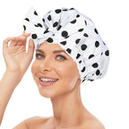 Shower Cap Luxury Shower Caps for Women Reusable Waterproof Large Hair Cap for Shower Non-slip with Adjustable Bowknot Quick-dry Hair Bath Cap for men