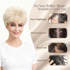 Short Hair Topper for Thinning Hair 4 Inch Short Pixie Cut Toppers Pieces Natural Curly Synthetic Black Wiglets Hairpieces (Light Ash Blonde, 4 inch)