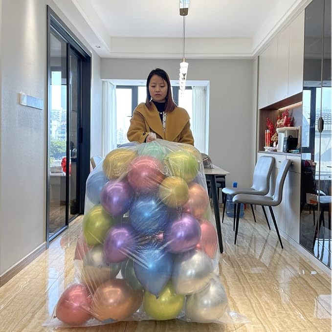 AooeDomi 4 PcsThickened Plastic Balloon Bags Clear Giant Storage Bags Include 2 - Image 4