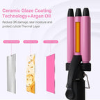 Mini Hair Crimper, janelove 1/2 Inch Beach Waves Curling Iron, Hair Waver for Short & Medium with 3 Ceramic Barrels, Home and Travel Friendly Crimper Hair Tool, Dual Voltage, 392℉ Fast Heating