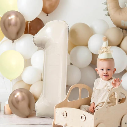 Cream Number 1 Balloon 40 Inch Beige Nude Number 1 Balloon - Image 5