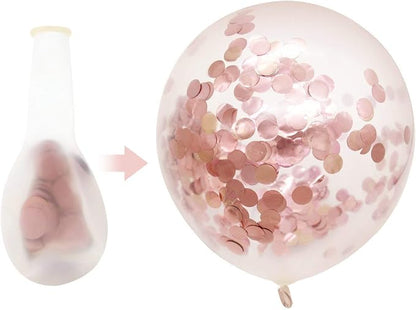 Rose Gold Confetti Latex Balloons, 50 pack 12 inch Birthday Balloons - Image 4