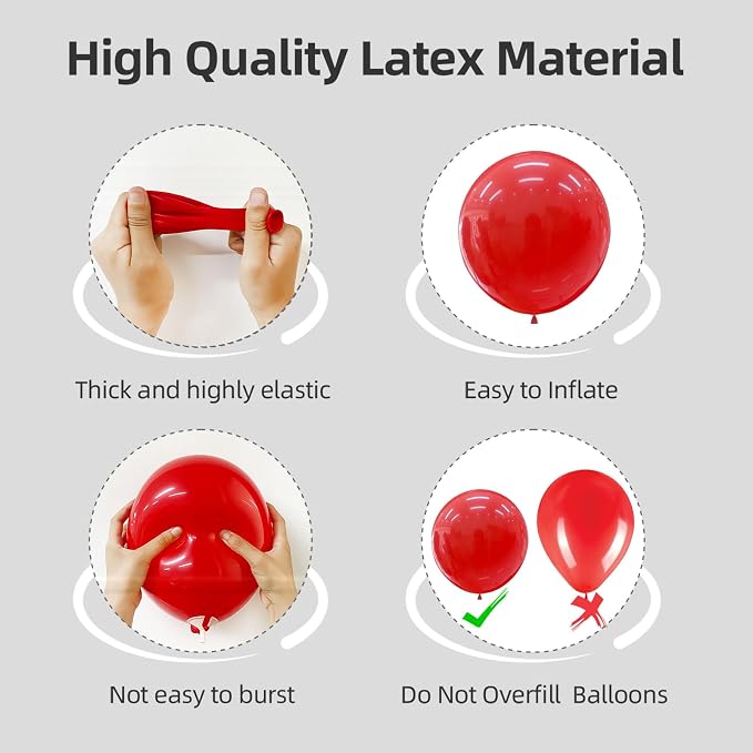 Red and White Balloons Different Sizes 135pcs 18 12 10 5 Inch Red Balloon Arch - Image 3